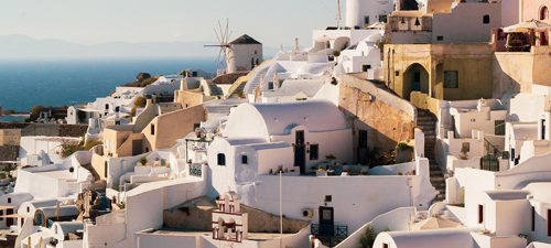 Santorini island house view